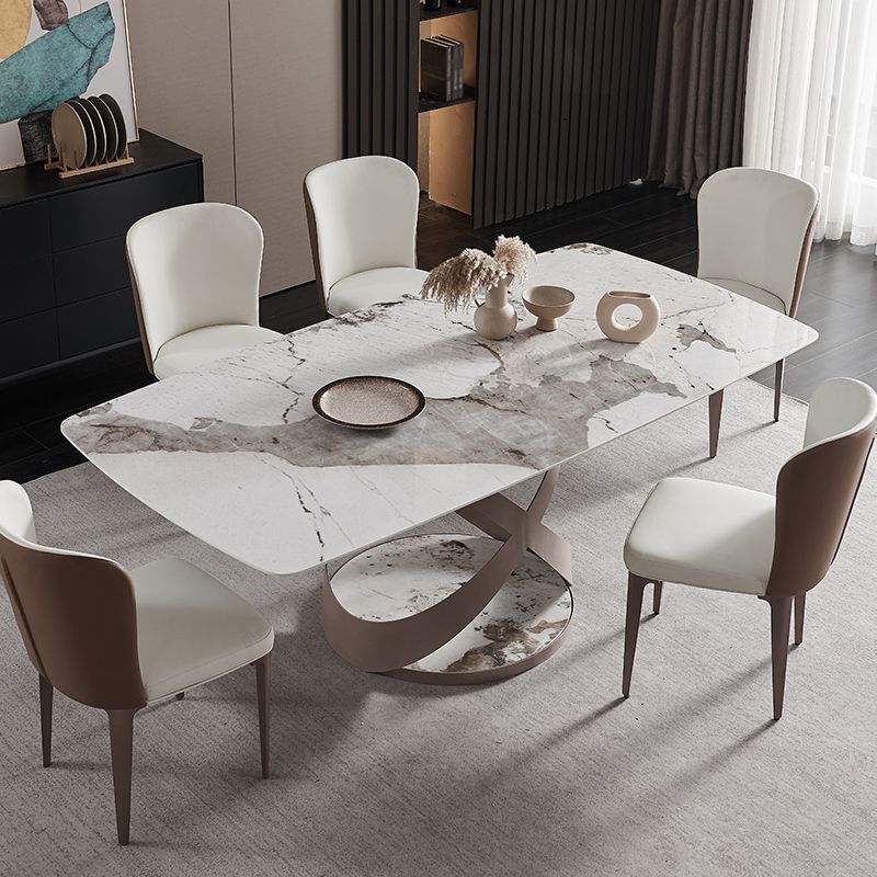 Modern Rectangle Dining Table Set 1/4/5/6/7 Pieces Dinette Set with Sintered Stone Top
