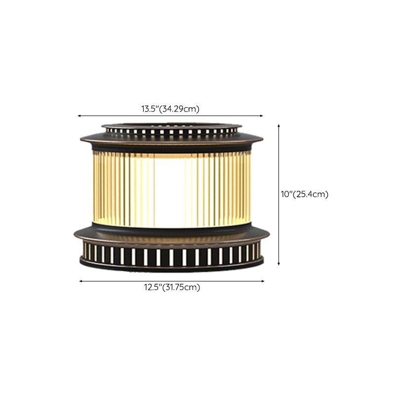 Drum Shape Solar Pillar Lamp Modern Waterproof Outdoor Lights