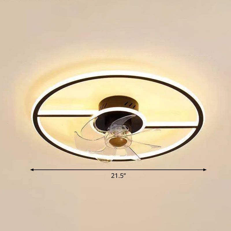 Fernbedienungssteuerung Rechteckige Deckenventilator Lampe zeitgenössische Acryl-Wohnzimmer-LED-LED-LED-Licht mit 7-Blatt