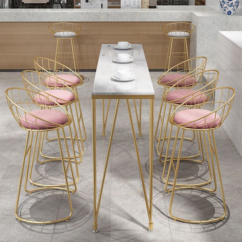 Glam Backrest Dining Stools Round Armless Bar Stools with Cushion