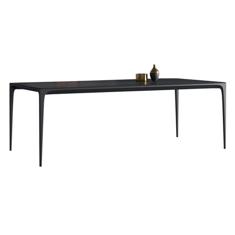 Sintered Stone Black Dining Table Modern Style 4 Legs Table for Dining Room