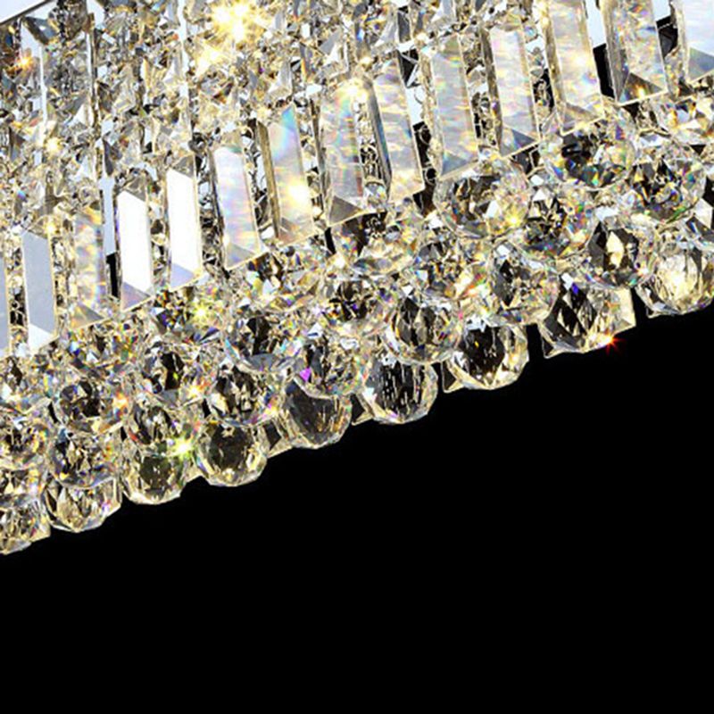 Modern Dining Chandelier Pendant Rectangle Crystal Hanging Lamp for Kitchen Dining Room