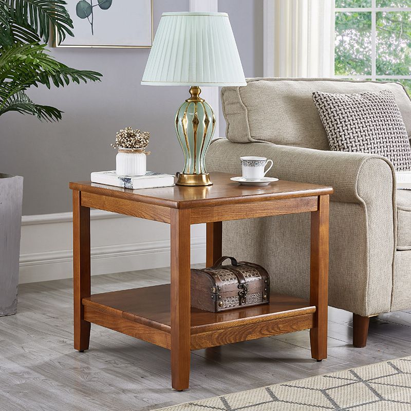Farmhouse Square Wood End Table Brown/Walunt Sofa Side Table with Storage