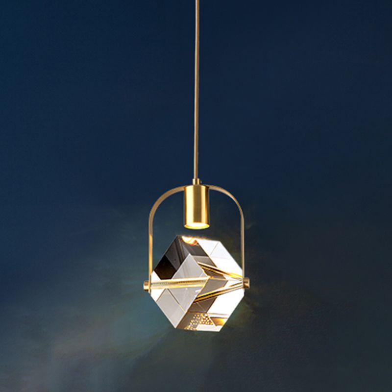 Geometrieform Kristall Anhänger Licht moderner Stil 1 Licht hängende Leuchte in Gold