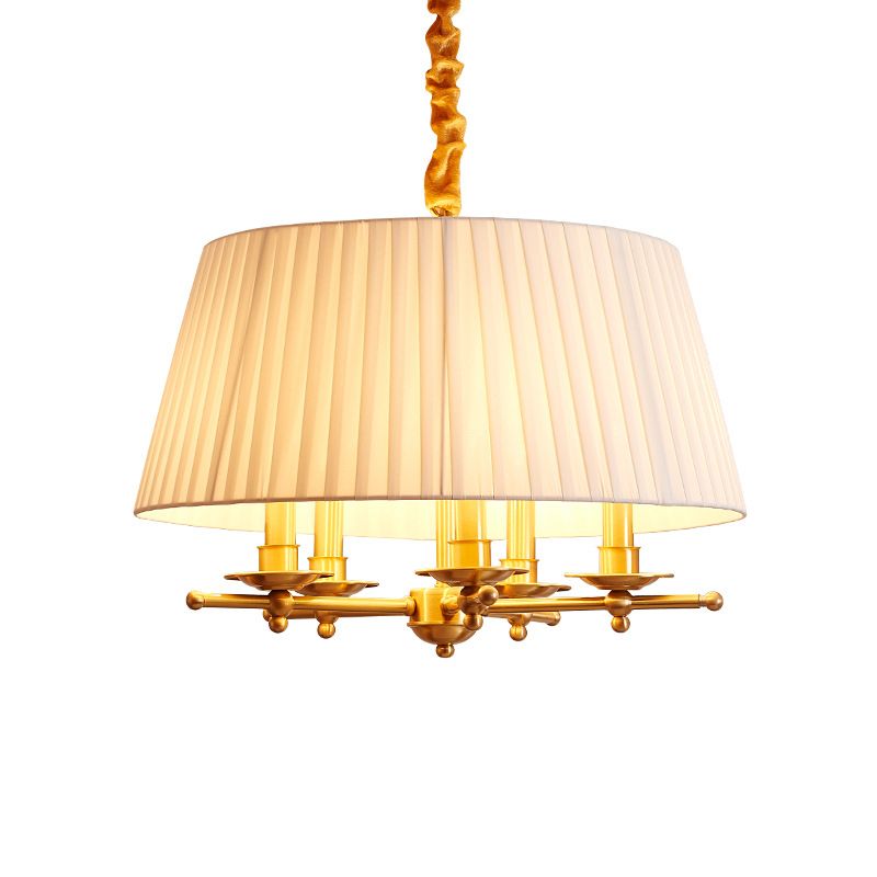 Lampadario a ciondolo in ottone in ottone lampadario impero ombreggiato a 5 teste di luce a tradizionale soffitto appeso
