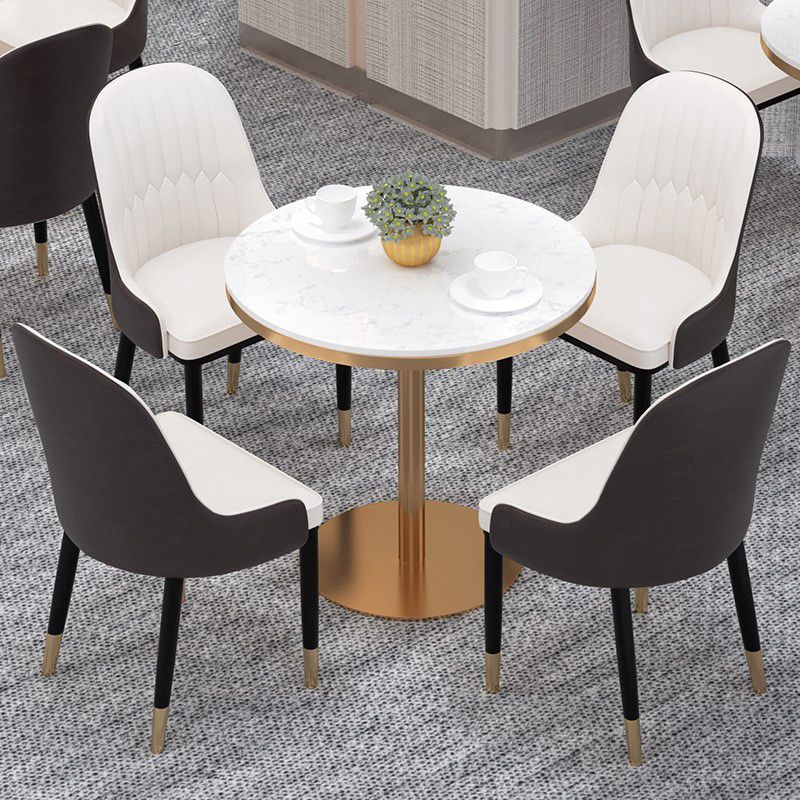 1/2/3/4/5 Pcs Metal Glam Dining Room Set with Round Table Dinette Set
