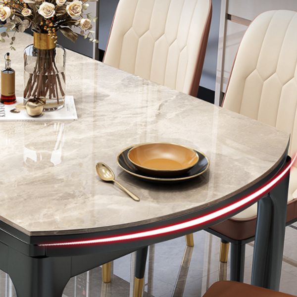 Traditional Luxury Round Dining Site Table Stone Drop-Leaf Dining Room Home Furniture