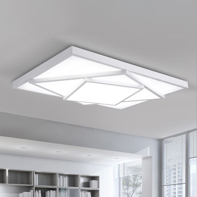 Plafonnier rectangulaire/carré noir/blanc à LED en métal moderne pour salon, 40,6 cm/49,5 cm/63,5 cm de large