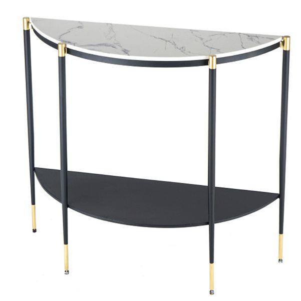 Contemporary Console Accent Table Antique Finish Half Moon Sofa Console Table