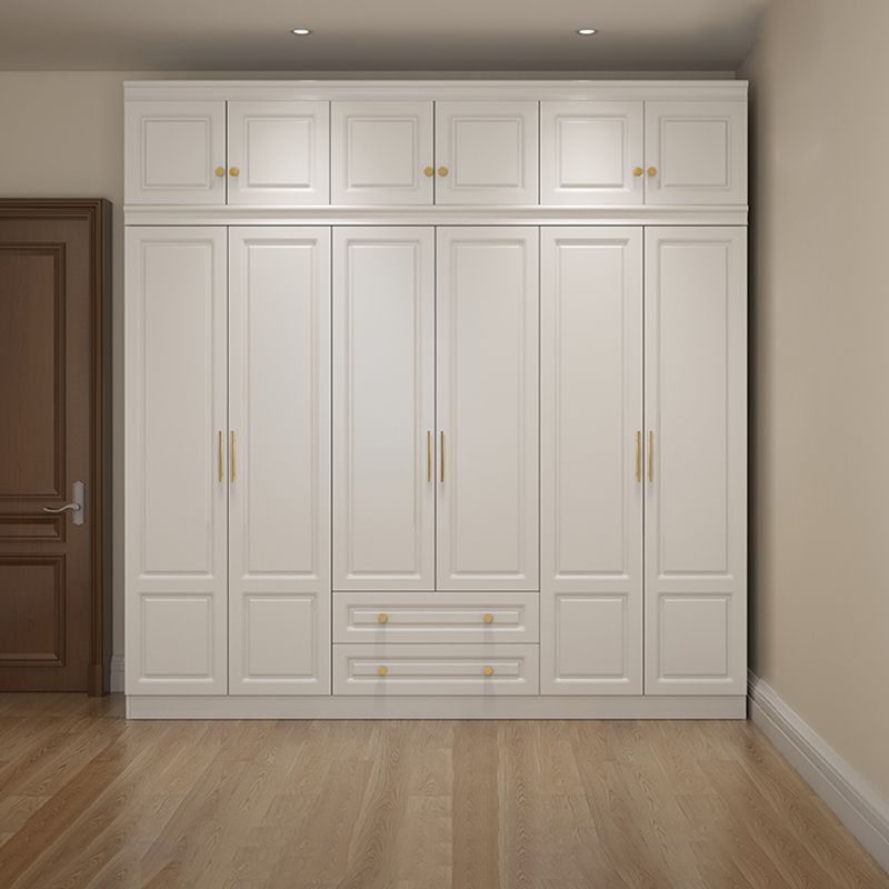 Hinged White Wardrobe Armoire Engineered Wood Wardrobe Closet