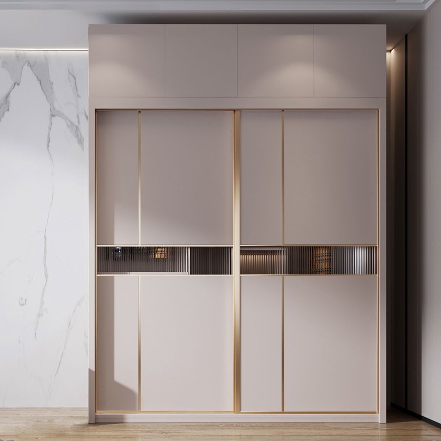 Engineered Wood Wardrobe Armoire Modern Style Wardrobe with Mirror