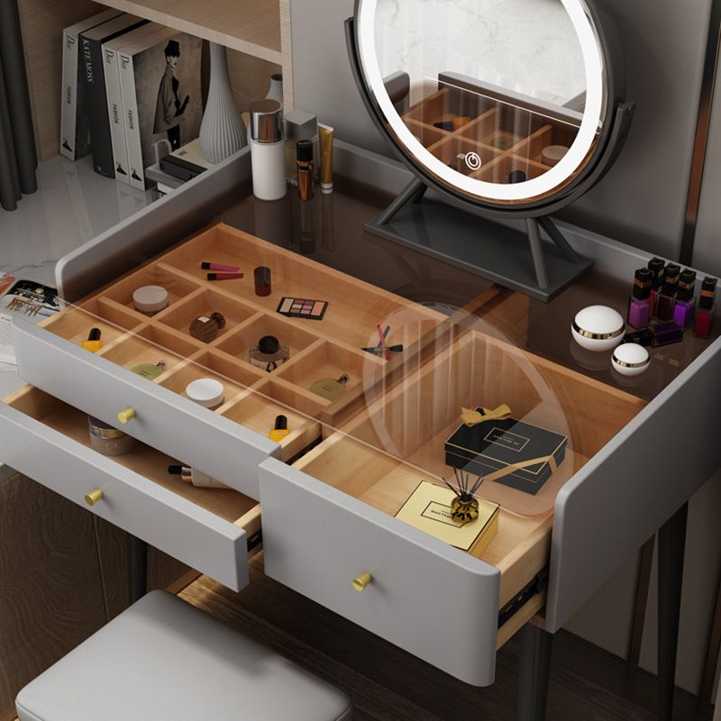 Contemporary Vanity Tables with Drawers, Glass Top Vanity Dressing Table