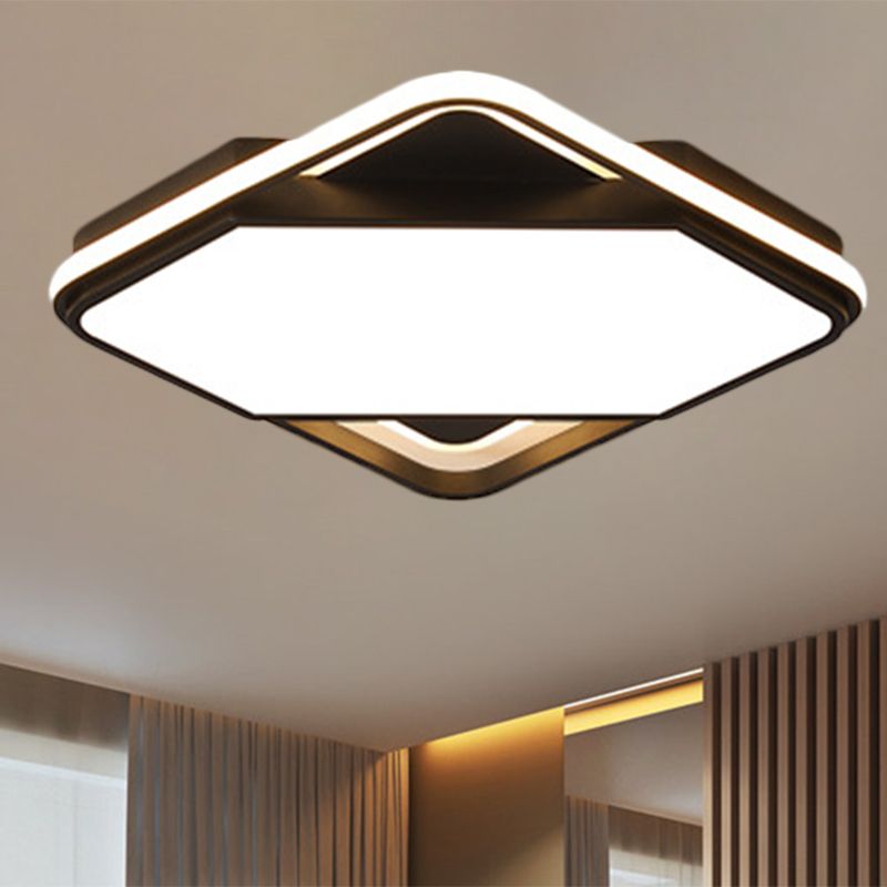 16,5 "/20.5" W Quadrato Letto Flush Montaggio Metallo LED Simplicity Flush Lamp in Black, White / Warm Light