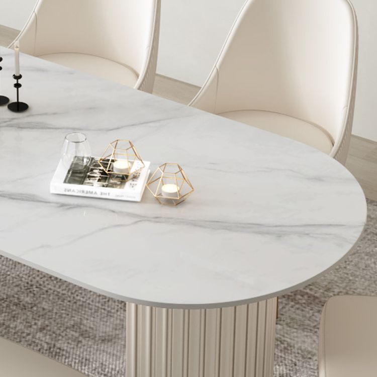 1/2/5/6/7 Pcs Metal Modern Dining Set with Oval Shape Table Dinette Set