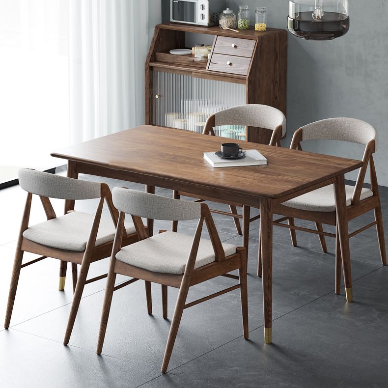 Rectangle Ash Wood Table in Walnut Luxury Dining Table with 4 Legs for Restaurant