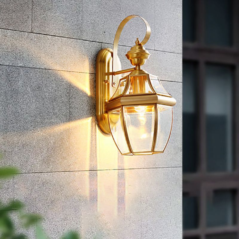 Luce murale in ottone SCONCE Stile vintage Apparecchio di illuminazione da parete ombreggiata in vetro