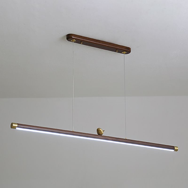 Contemporary Kitchen Pendant Light Linear Ceiling Pendant Light Wood 1 Light