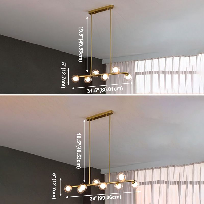 Sphere Island Chandelier Light Simplicity Style Glass Dinning Room Island Light Fixture