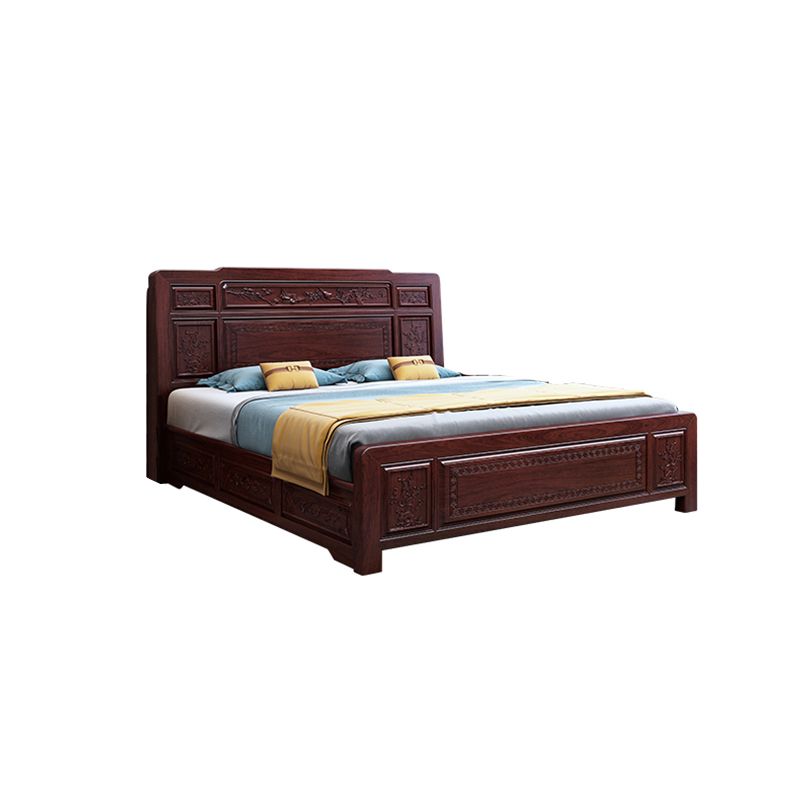 Solid Wood Panel Bed Traditional with Headboard Standard Bed Rectangular