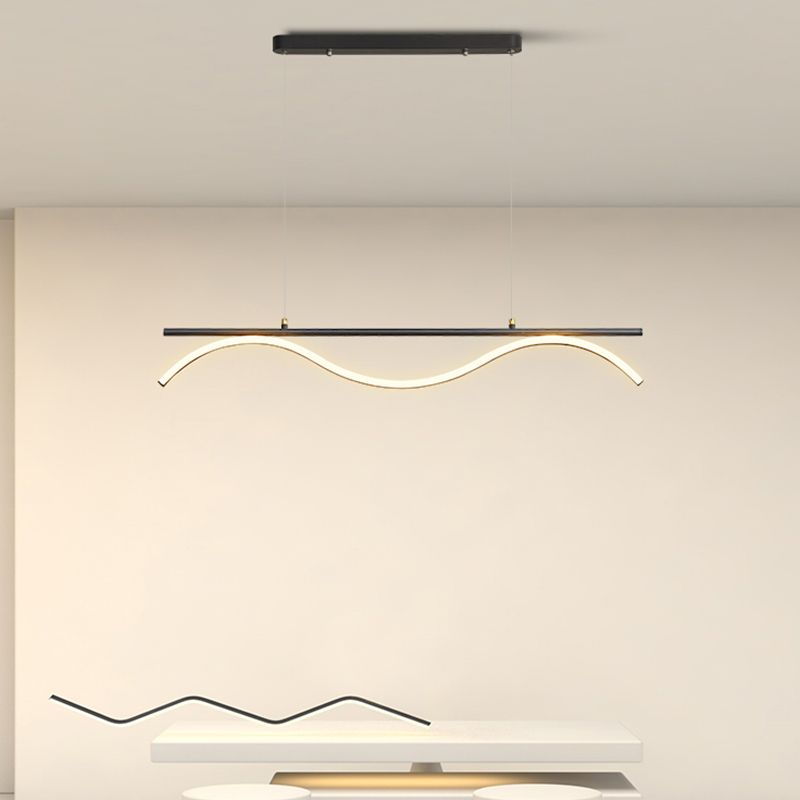 Linear Shape Island Lighting Idea Modern Style Metal 1-Light Island Pendant