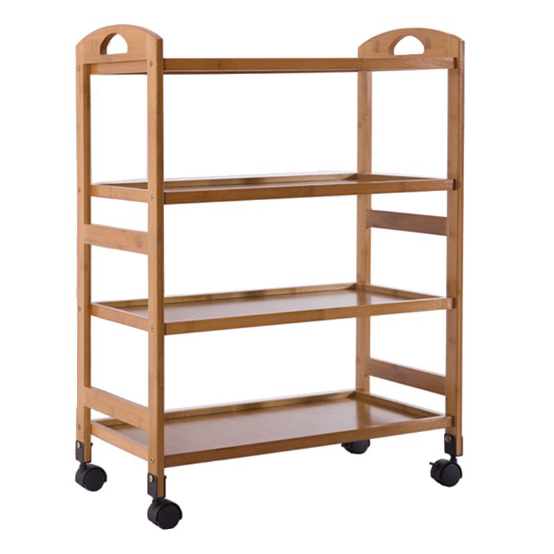 Modern Wooden Prep Table Open Shelves Rectangular Kitchen Trolley