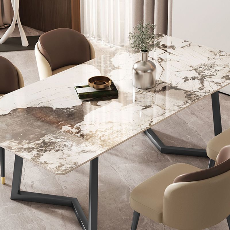 Modern 1/2/3/5/7 Pieces Dining Set Sintered Stone Dining Table Set with Leather Chairs