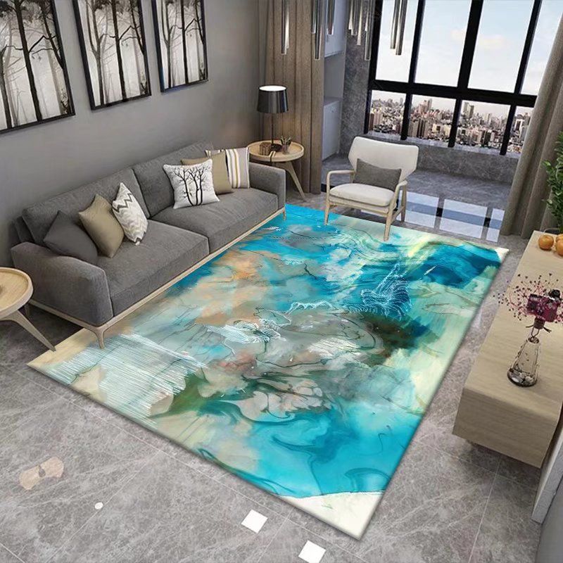 Purple Abstract Print Rug Polyester Pattern Rug Washable Rug for Home Decor