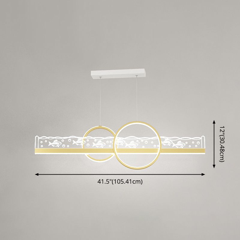 Moderno lampadario geometrico isola lampada in metallo 2 luci dell'isola luminosa in oro