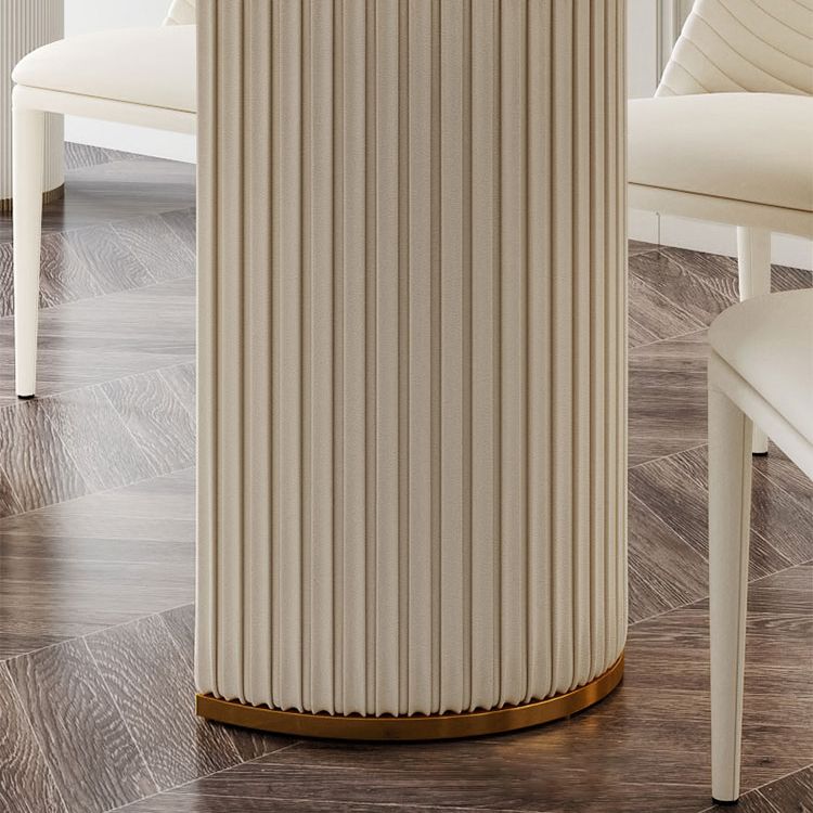 Oval Sintered Stone Top Esstisch Moderner Tisch in Weiß mit doppelter Sockel