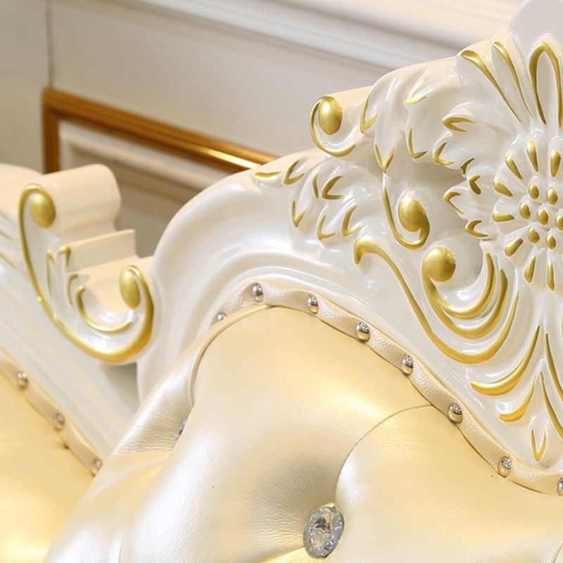 Contemporary Genuine Leather Sectional Tufted Back Sloped Arm Sectional