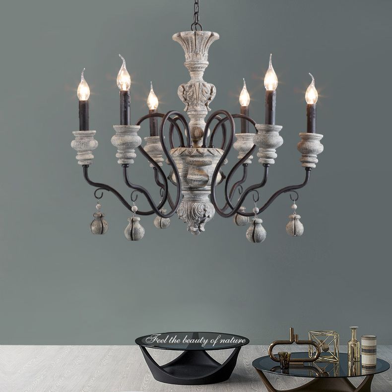 Vintage Candlesticks Styling Resin Chandelier Metal Gooseneck Arm Design Rustic Style Lighting Pendant