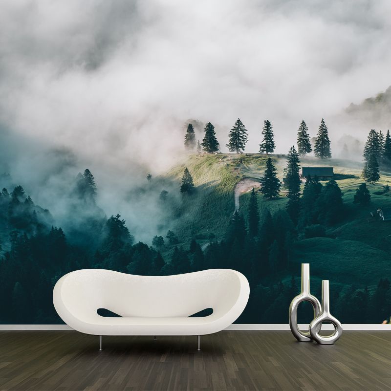 Foggy Forest Mural Wallpaper Wall Covering Mildew Resistant for Sleeping Room