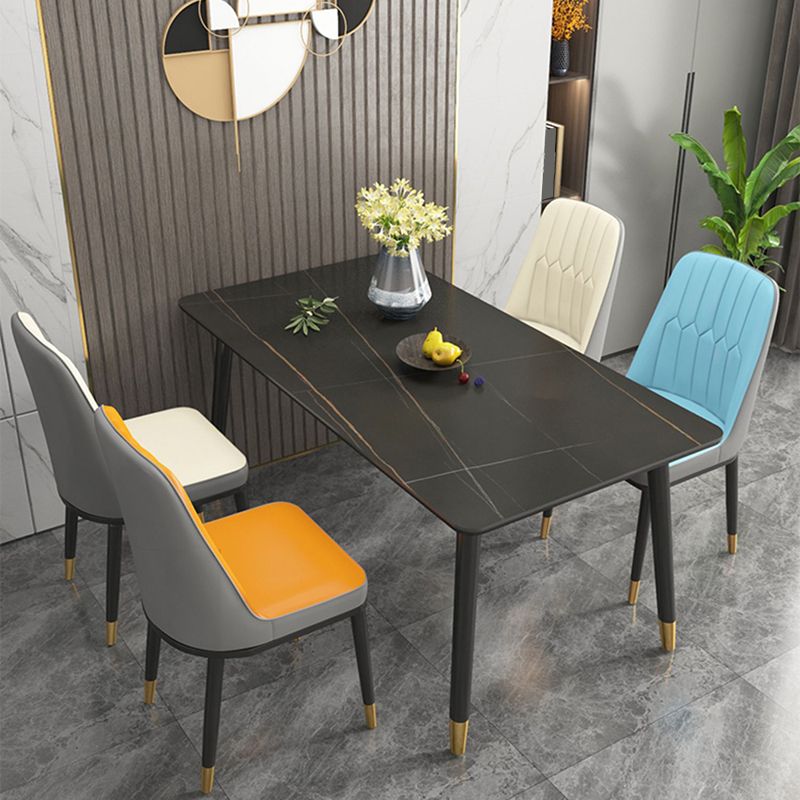 Rectangle Dining Table 4 Legs Dining Table with Solid Wood Base