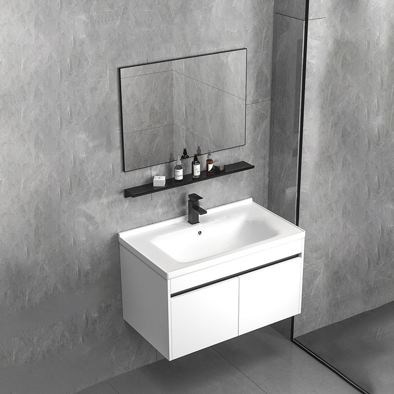 Modern Bathroom Vanity Set Wood Standalone Cabinet and Mirror Space Saver Vanity