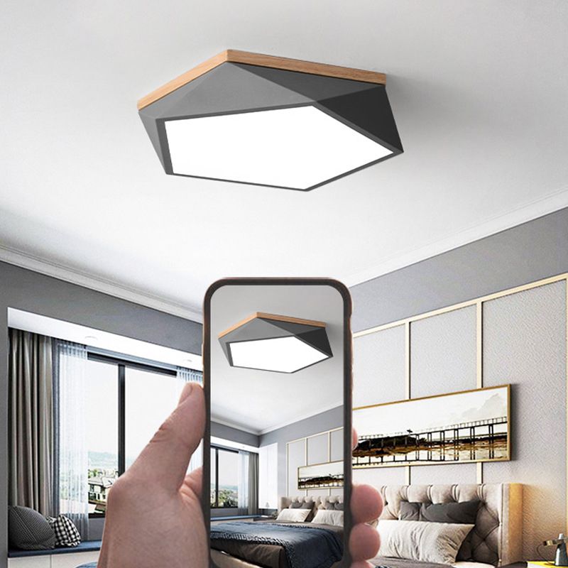 Modern Fashionable LED Ceiling Light Iron Geometric Macaron Flush Mount with Acrylic Shade