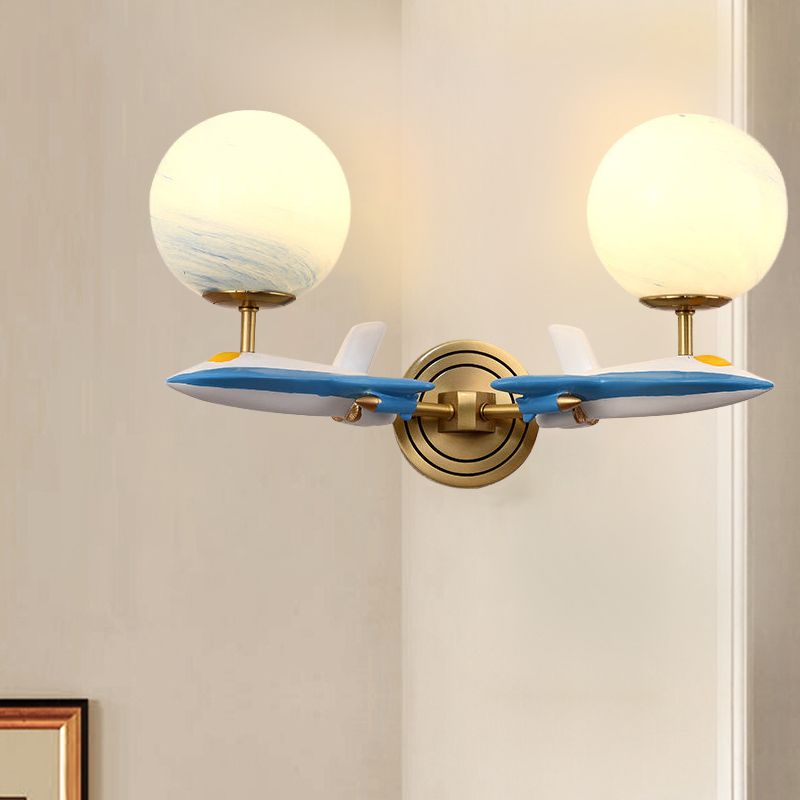Living Room Sphere Wall Light with Airplane Glass Resin Contemporary Sconce Light