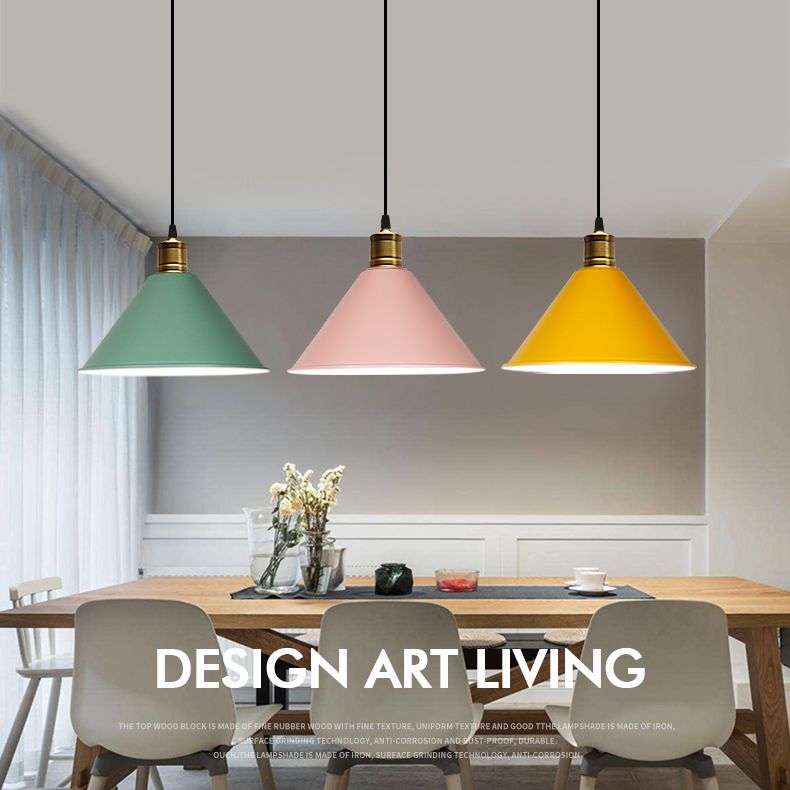 Metal Tapered Hanging Light Nordic Modern Style 1 Light Restaurant Ceiling Pendant Lamp