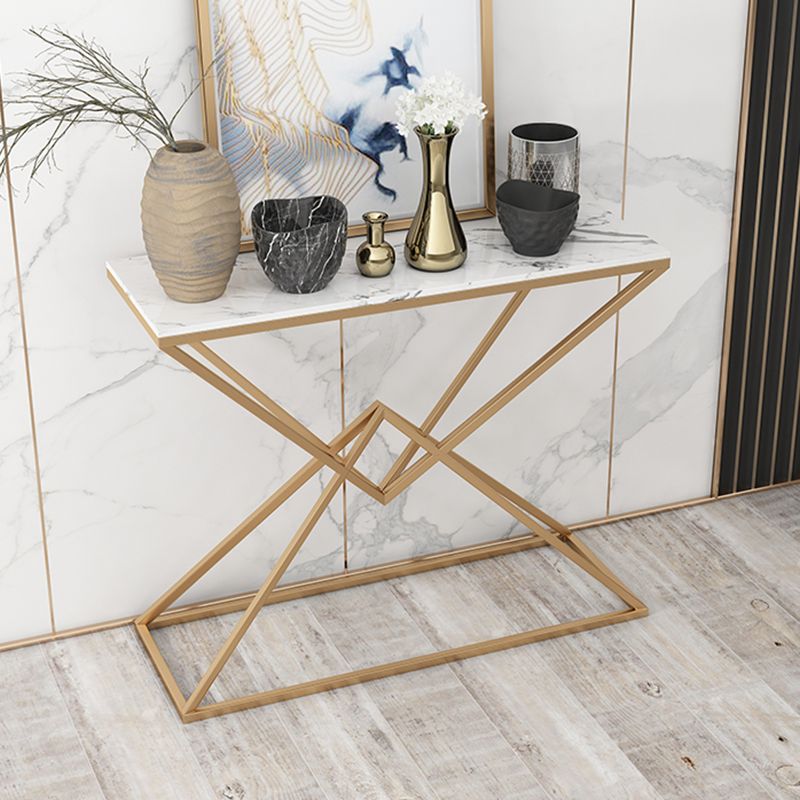 11.8" W Modern Console Accent Table Antique Finish Sofa Console Table in Marble