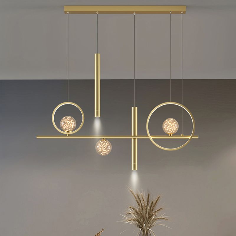 Contemporary Pendant Lights Island Geometry Pendant Light Fixtures Metal 7-Light