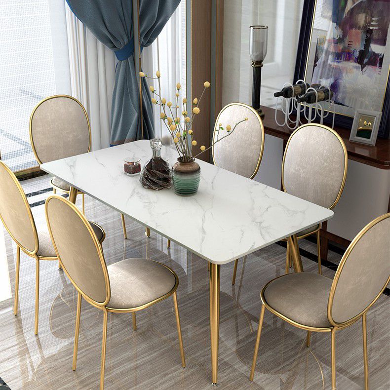 Metal Traditional Luxury Rectangle Indoor Table Sintered Stone Table with Legs