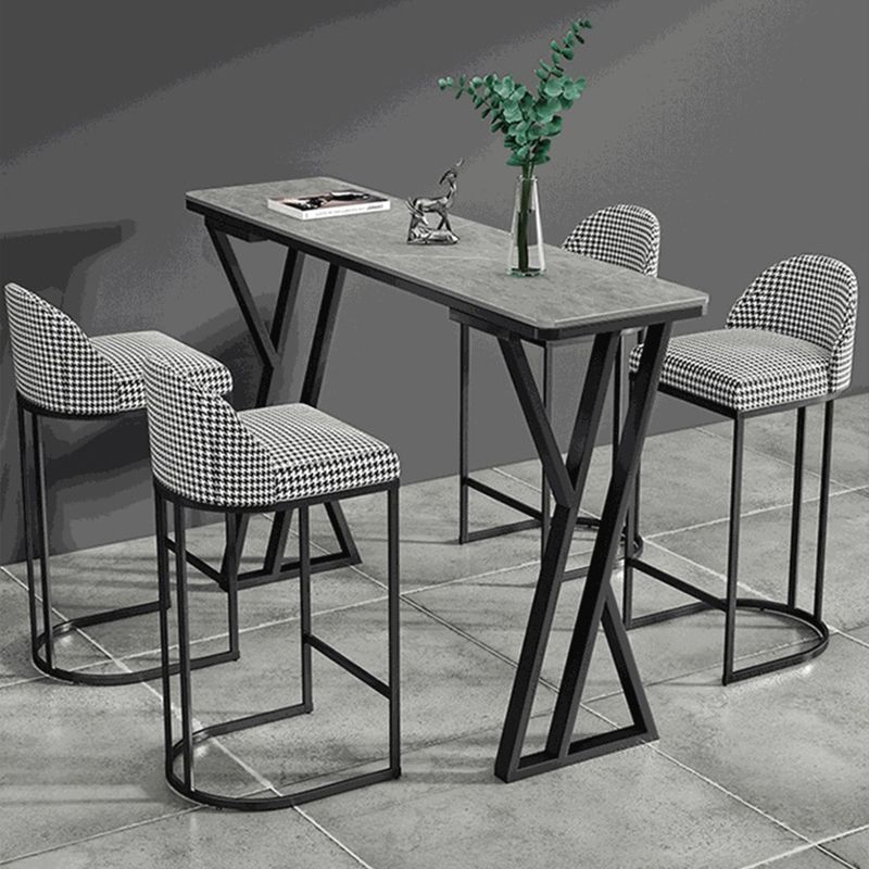 Industrial Stone Bar Wine Table Rectangle Coffee Shop Bar Height Cocktail Table