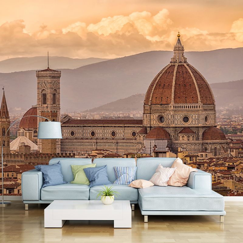 Urban City View Mural Bright Modern Stain Resistant Wall Covering for Living Room