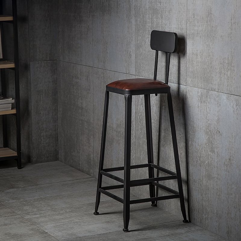 Industrial Bar Stool Wooden Counter Bar Stool with Metal Legs for Home