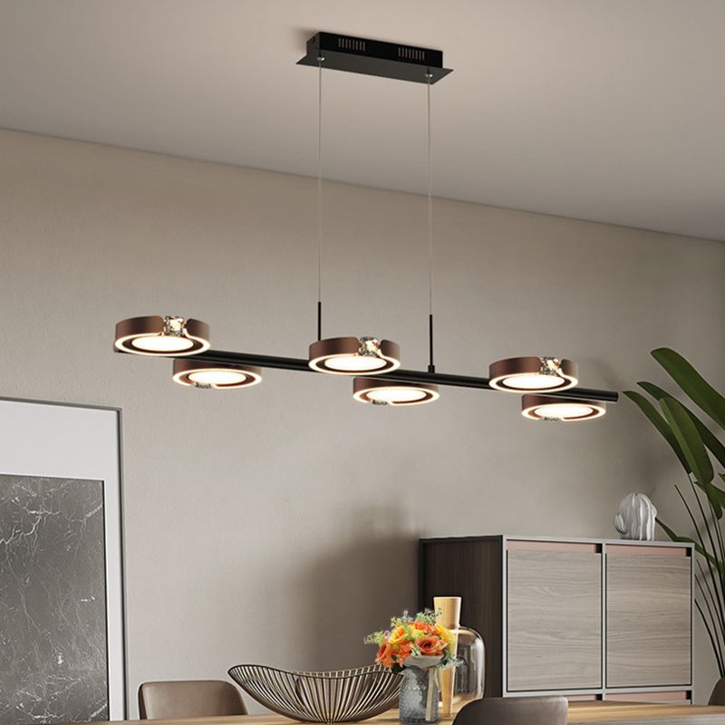 Nordic Metal Island Light 6 Lights Island Colgante con cristal para el comedor