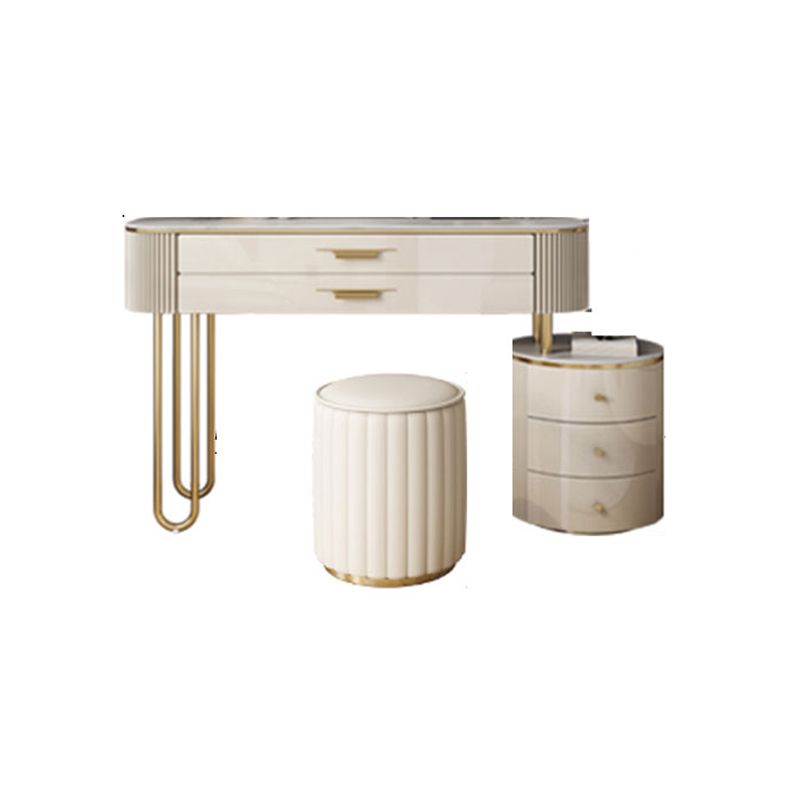 Glam Slate Top Make-up Vanity Wooden 5-Drawers Vanity Dressing Table