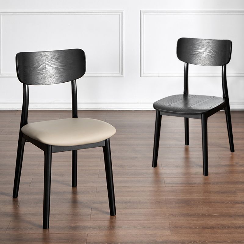 Silla de comedor tradicional de madera sin brazos, respaldo abierto, silla lateral de comedor (juego de 2)