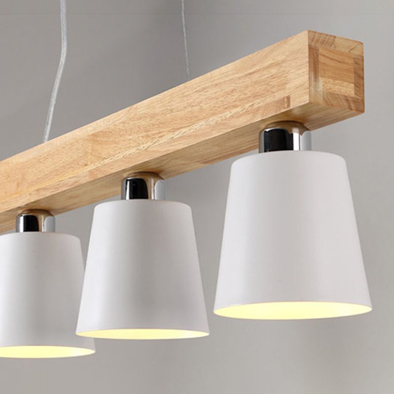 Wooden Linear Pendant Light in Modern Creative Style Wrought Iron Ceiling Light for Coffee Shop