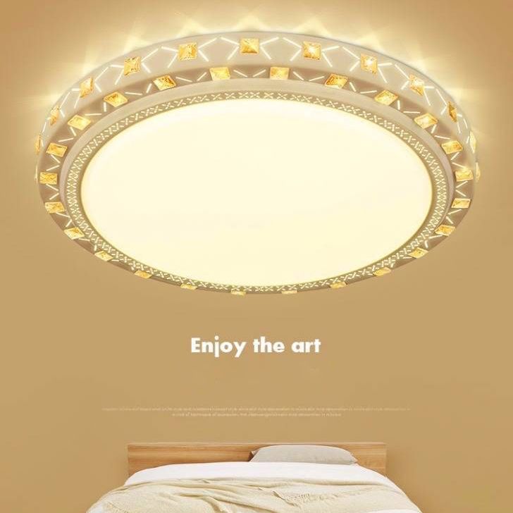 Geometric Shaped Living Room Ceiling Lamp Acrylic Modern LED Flush Light with Crystal Decoration