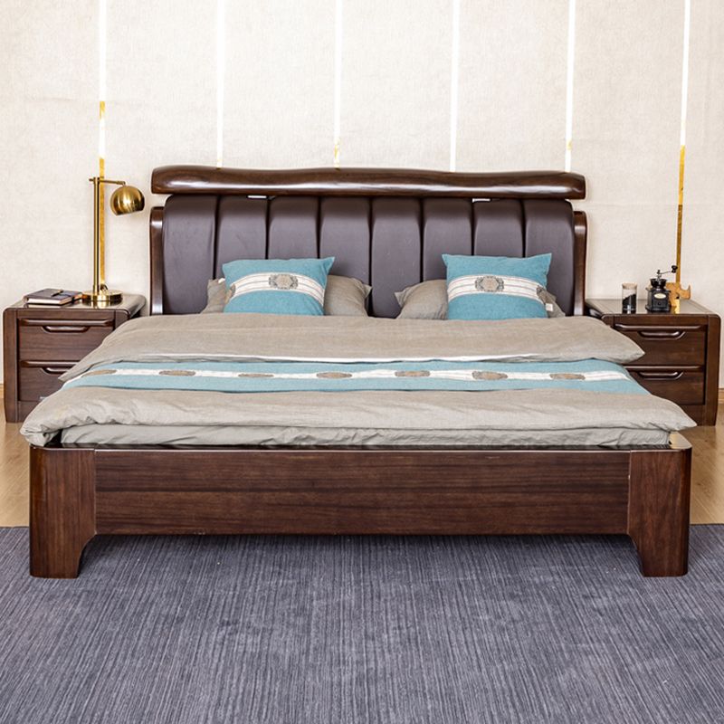 Solid Wood Standard Bed Walnut Bed Frame with Custom Gold Legs