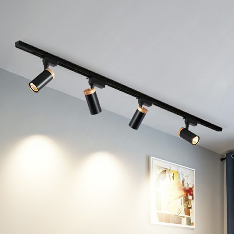 Tube Shaped LED Track Lamp Minimalist Metal Bedroom Semi-Flush Mount Ceiling Light